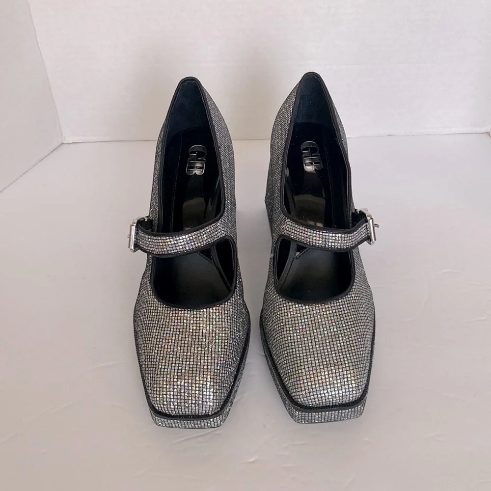 Gianni Bini GB Night Glitter Sparkly Disco Ball Platform Mary Jane Pumps Size 8 - Picture 2 of 7